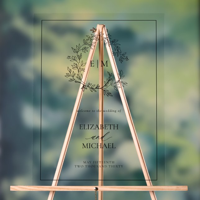 Monogramme blanc noir en poitrine Mariage de bienv (Neutre)