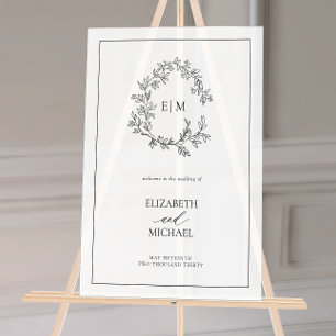 Monogramme blanc noir en poitrine Mariage de bienv