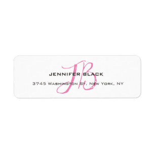 Monogramme blanc rose couleur plaine minimaliste m