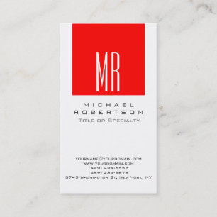 Monogramme Blanc Rouge Carte de visite de la profe