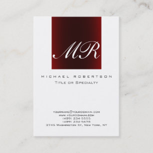 Monogramme blanc rouge strate Carte de visite Chub