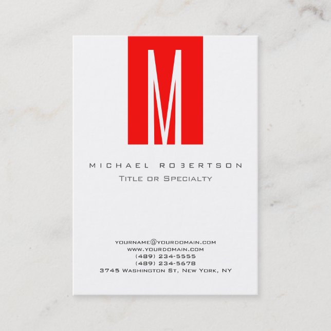 Monogramme blanc rouge strate Carte de visite Chub (Devant)