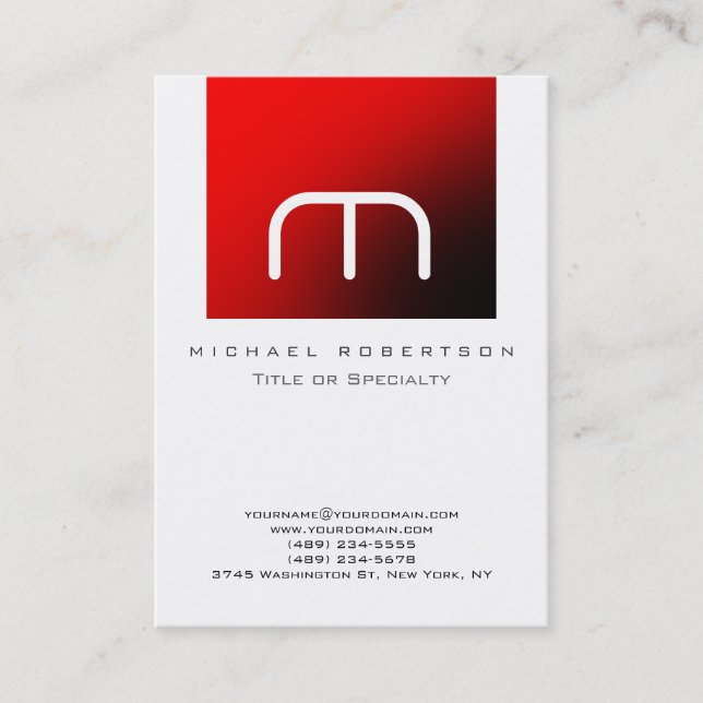 Monogramme blanc rouge strate Carte de visite Chub (Devant)