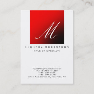 Monogramme blanc rouge strate Carte de visite Chub