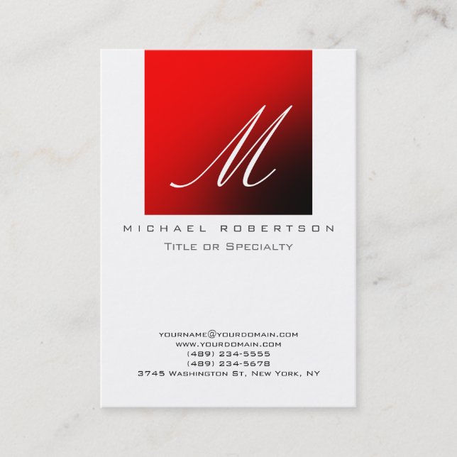 Monogramme blanc rouge strate Carte de visite Chub (Devant)