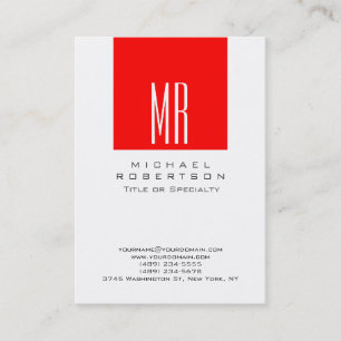 Monogramme blanc rouge strate Carte de visite Chub