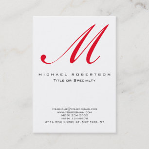 Monogramme blanc rouge unique Carte de visite Chub