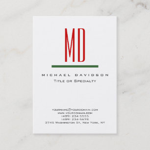 Monogramme blanc rouge vert Carte de visite tendan
