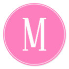 Monogramme blanc sur Sticker rond rose