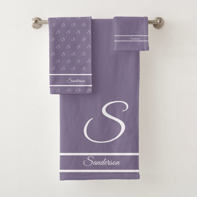 Monogramme blanc violet de lavande moderne et élég (En situation)