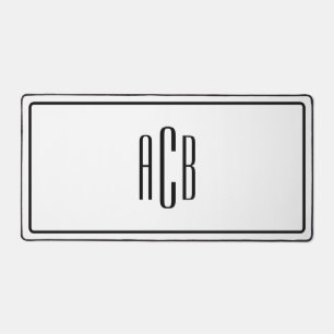 Monogramme bleu à trois lettres avec bordure noire