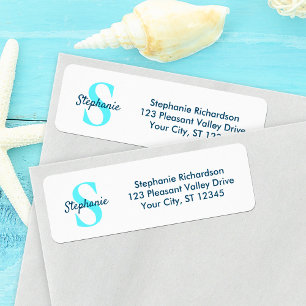 Monogramme bleu Aqua Script