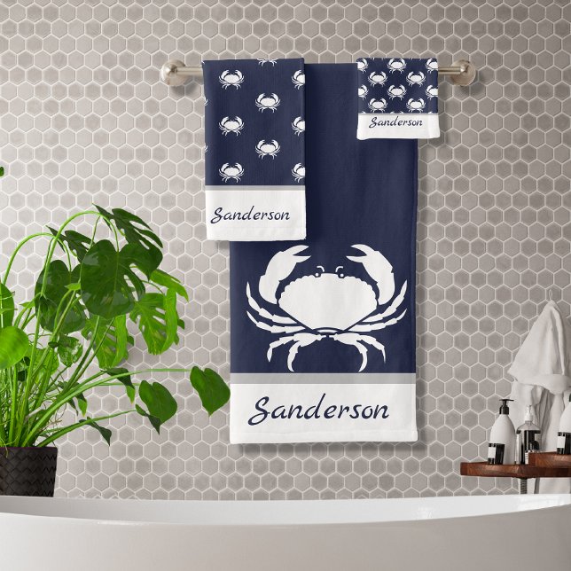 monogramme bleu blanc bleu marine de crabe (Créateur téléchargé)