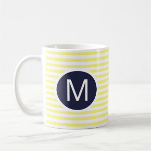 Monogramme bleu de la Marine ronde sur la Mug ray