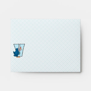 Monogramme bleu enfant "V" #10 Enveloppes
