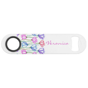 Monogramme bleu et rouge pourpre rose de tulipe