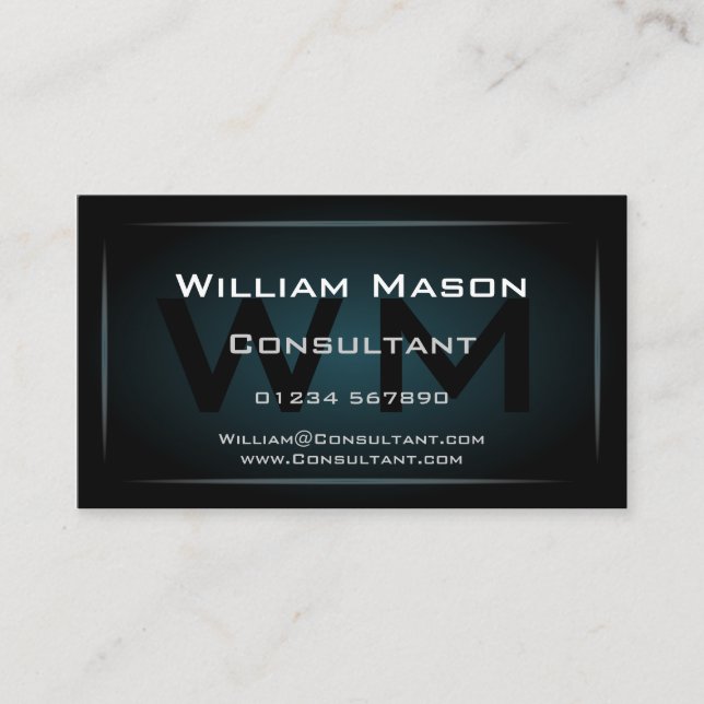 Monogramme bleu haute résolution Carte de visite p (Devant)