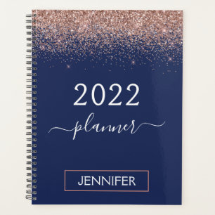 Monogramme bleu marine 2022 Parties scintillant Ro