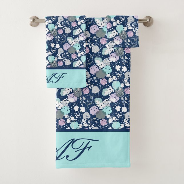 Monogramme Bleu marine Bleu clair Blanc Violet Flo (En situation)