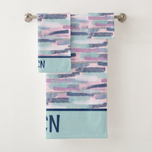 Monogramme bleu marine bleu clair violet blanc abs