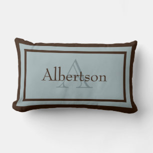 Monogramme bleu moderne/Brown Nom Garde Coussin de