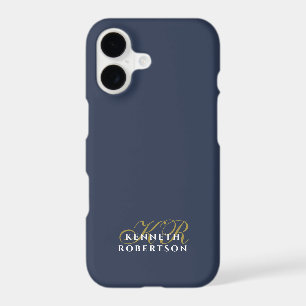 Monogramme Bleu Navy Poussiéreux Or Blanc Minimali