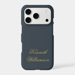Monogramme Bleu Nuit Or Nom Script Minimaliste Hom