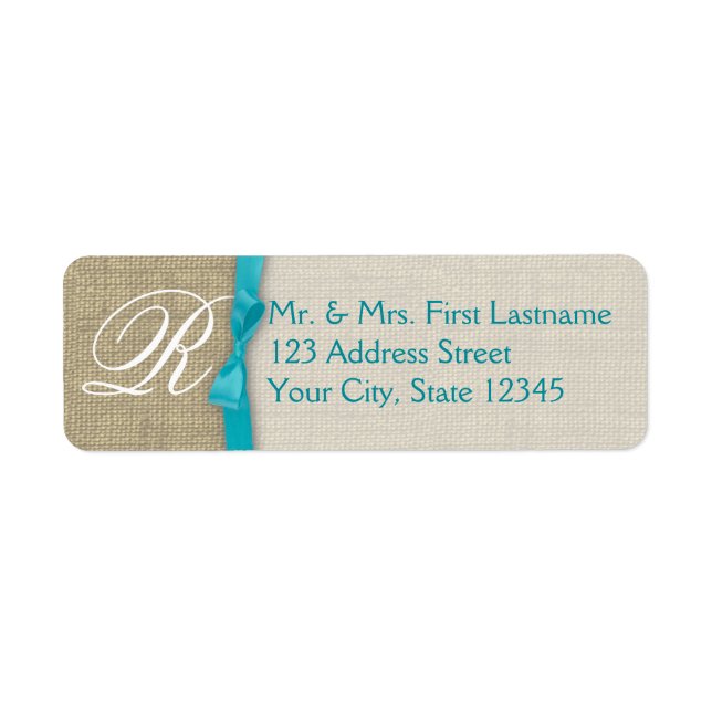 Monogramme bleu ruban et burlap (Devant)