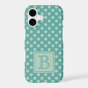 Monogramme bleu vert à pois