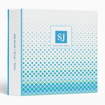 Monogramme bleu vert Diamond moderne Classeur pers