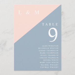 Monogramme bleu vierge Tableau Numéro de table Tab