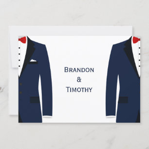 Monogramme Blue and White Gay Wedding Carte RSVP 5