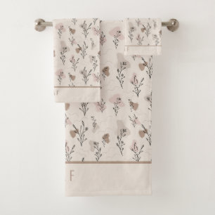 Monogramme Boho crème beige Brown rose botanique
