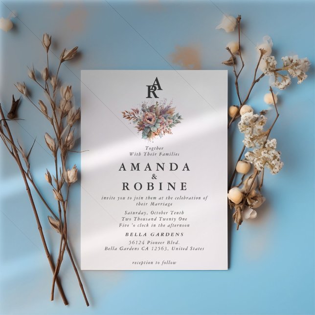 Monogramme Boho Faire-part de mariage (Créateur téléchargé)
