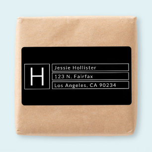 Monogramme Boîte Moderne Noir & Blanc Adresse de R