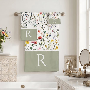 Monogramme botanique aquarelle de fleur sauvage 