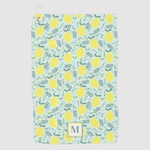 Monogramme botanique de citron, serviette de golf