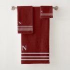 Monogramme Bourgogne rouge foncé gris clair rayé