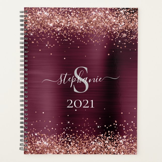 Monogramme Brown Bourgogne Faux Parties scintillan (Devant)