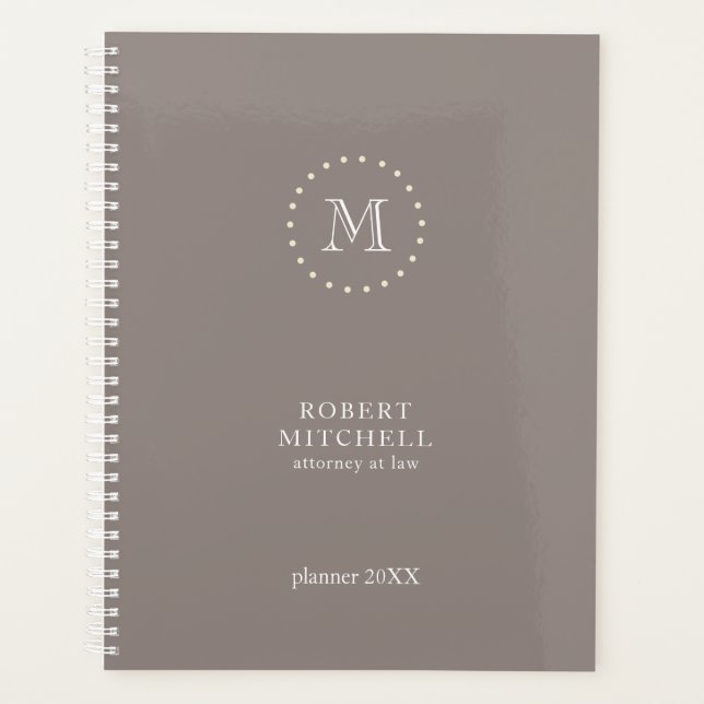 Monogramme Brown Élégant Planificateur professionn (Devant)