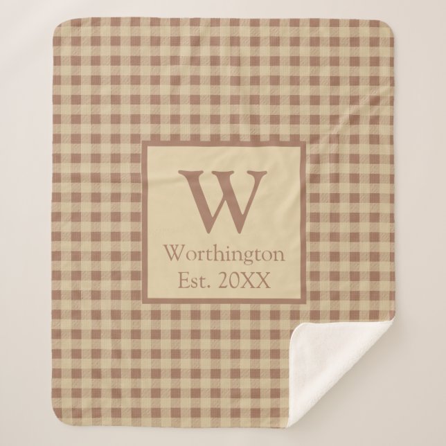 Monogramme Buffalo rouille beige Plaid rustique (Devant)