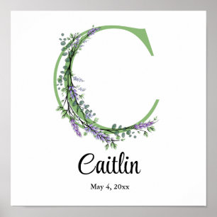 Monogramme C Lavender Eucalyptus nursery Poster