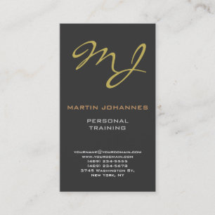 Monogramme calgraphique Carte de visite gris or