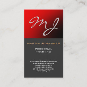 Monogramme calgraphique Carte de visite gris-rouge
