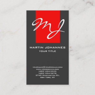 Monogramme calligraphique Carte de visite gris fon