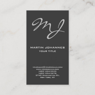 Monogramme calligraphique Carte de visite gris fon