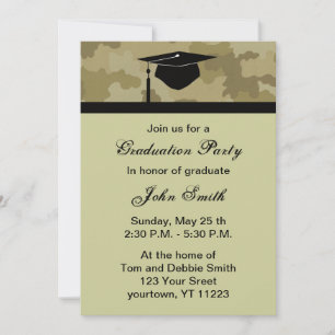 Monogramme Camouflage Graduation Party Invitation