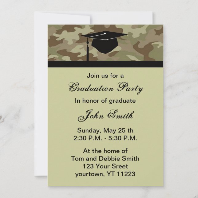 Monogramme Camouflage Graduation Party Invitation (Devant)