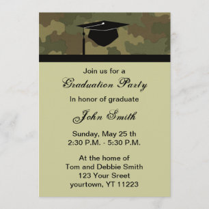 Monogramme Camouflage Graduation Party Invitation