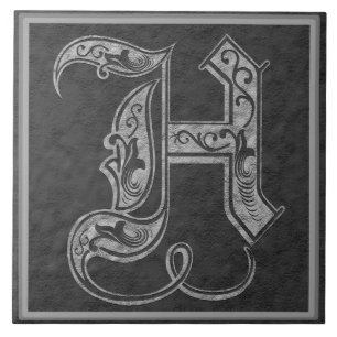 Monogramme" carreau de céramique en pierre gris